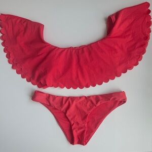 South Beach ASOS Red Scalloped Bikini Set